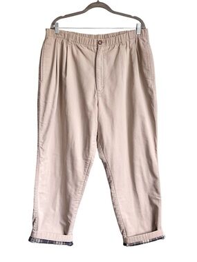 Vintage L.L. Bean Women’s Flannel Lined Elastic Waist Khaki Chino Pants Size 20